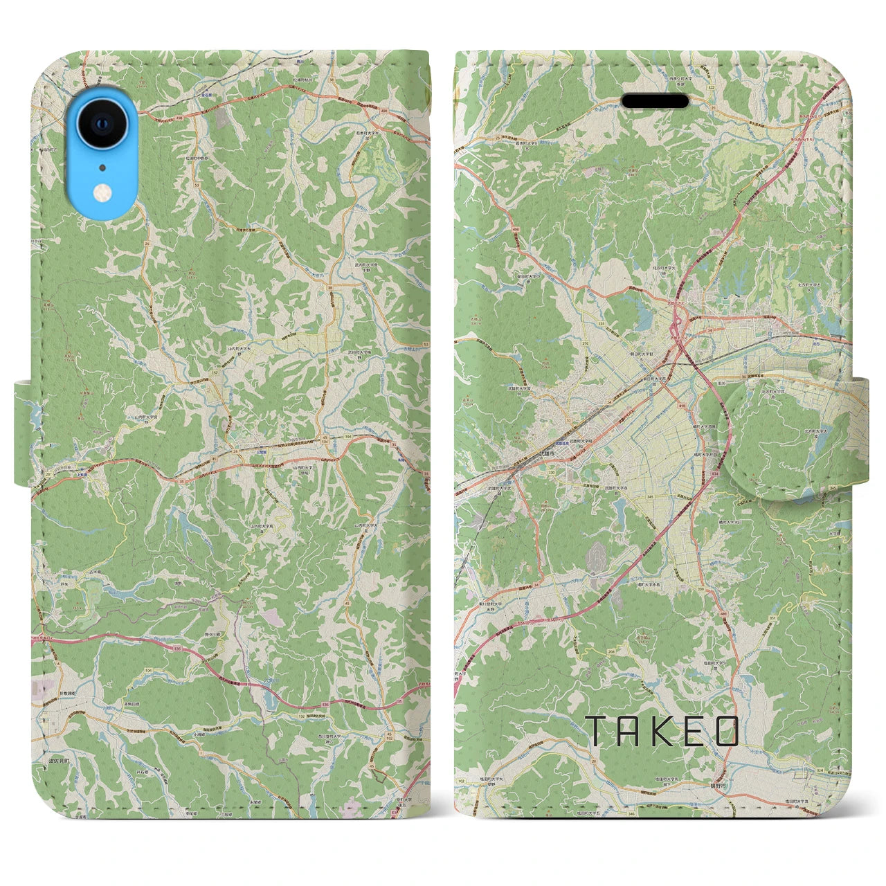 【武雄(佐賀県)】地図柄iPhoneケース(手帳タイプ)ナチュラル・iPhone XR 用