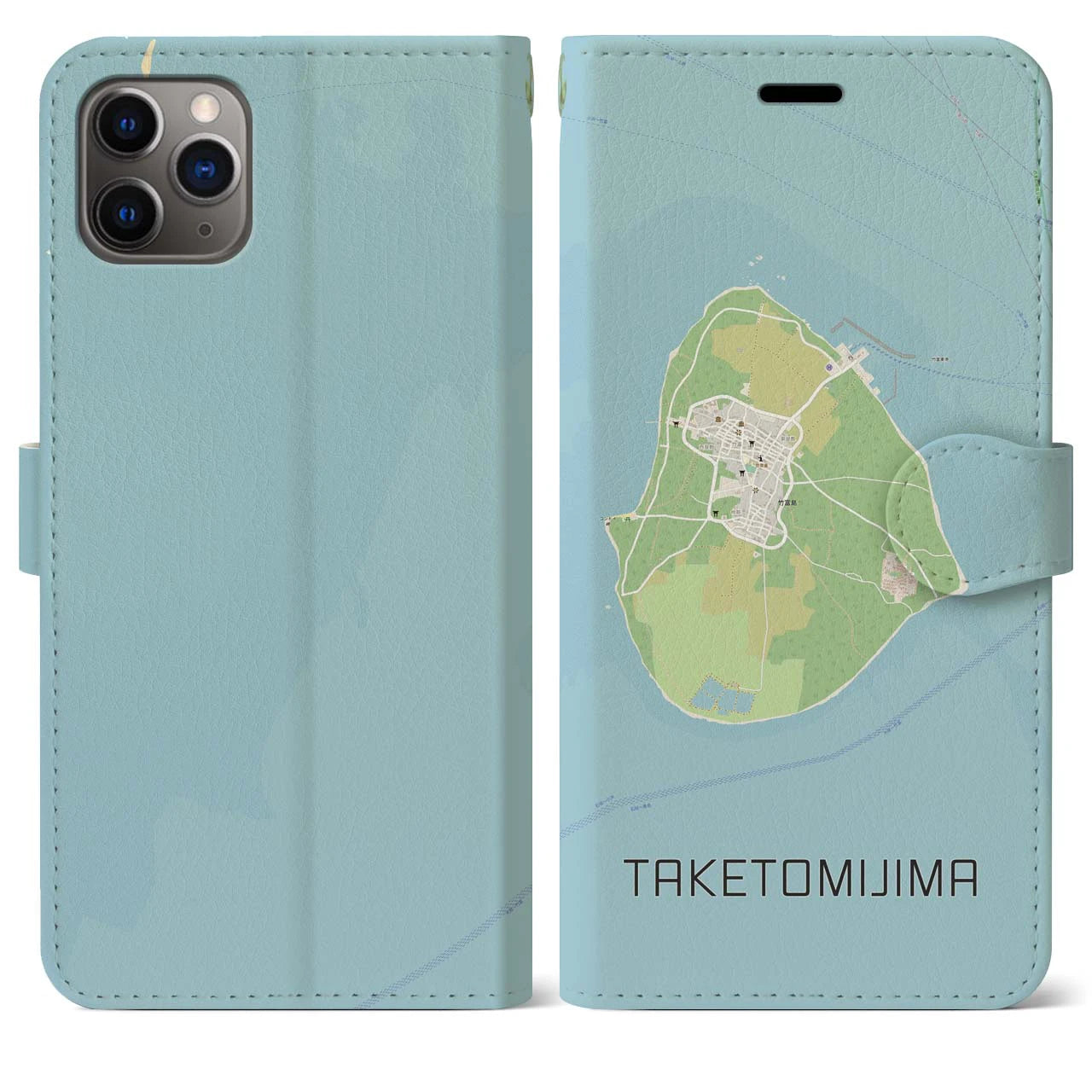 【竹富島(沖縄県)】地図柄iPhoneケース(手帳タイプ)ナチュラル・iPhone 11 Pro Max 用