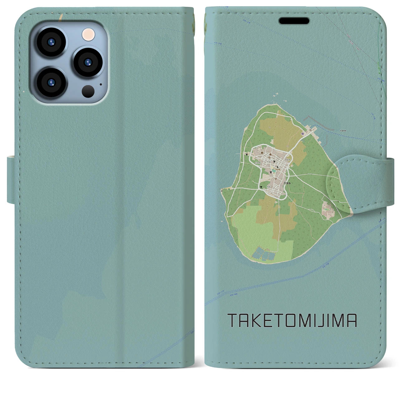 【竹富島(沖縄県)】地図柄iPhoneケース(手帳タイプ)ナチュラル・iPhone 13 Pro Max 用