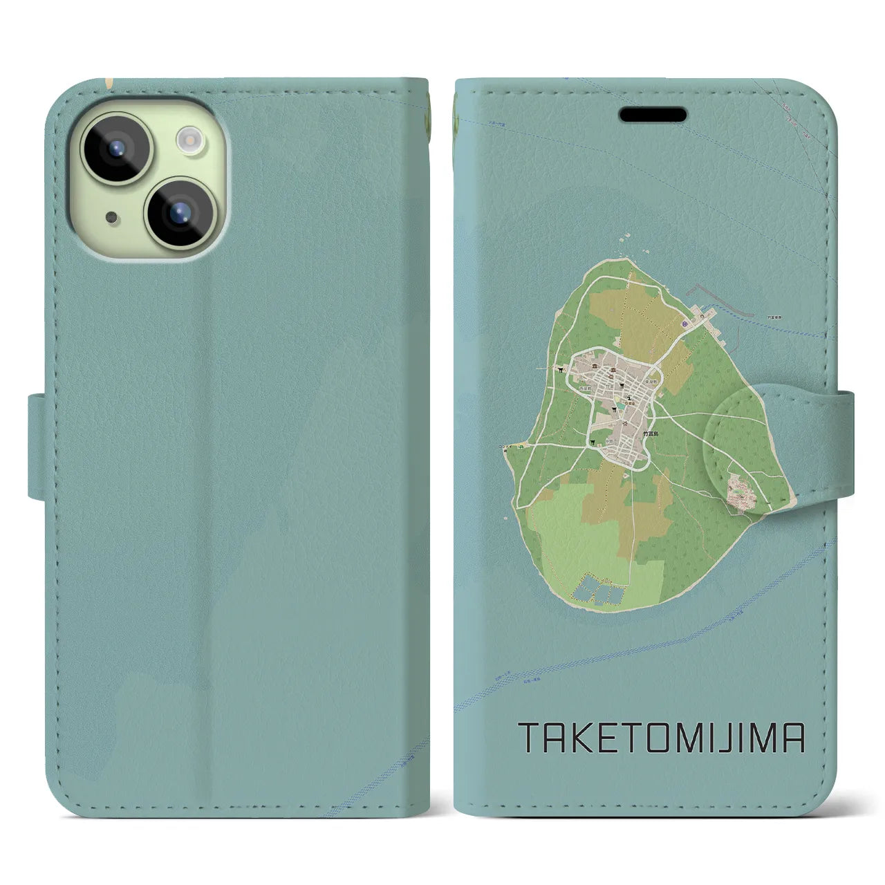 【竹富島(沖縄県)】地図柄iPhoneケース(手帳タイプ)ナチュラル・iPhone 15 用