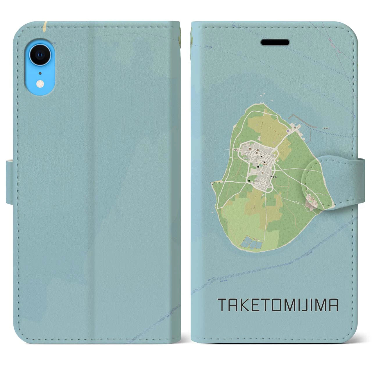 【竹富島(沖縄県)】地図柄iPhoneケース(手帳タイプ)ナチュラル・iPhone XR 用