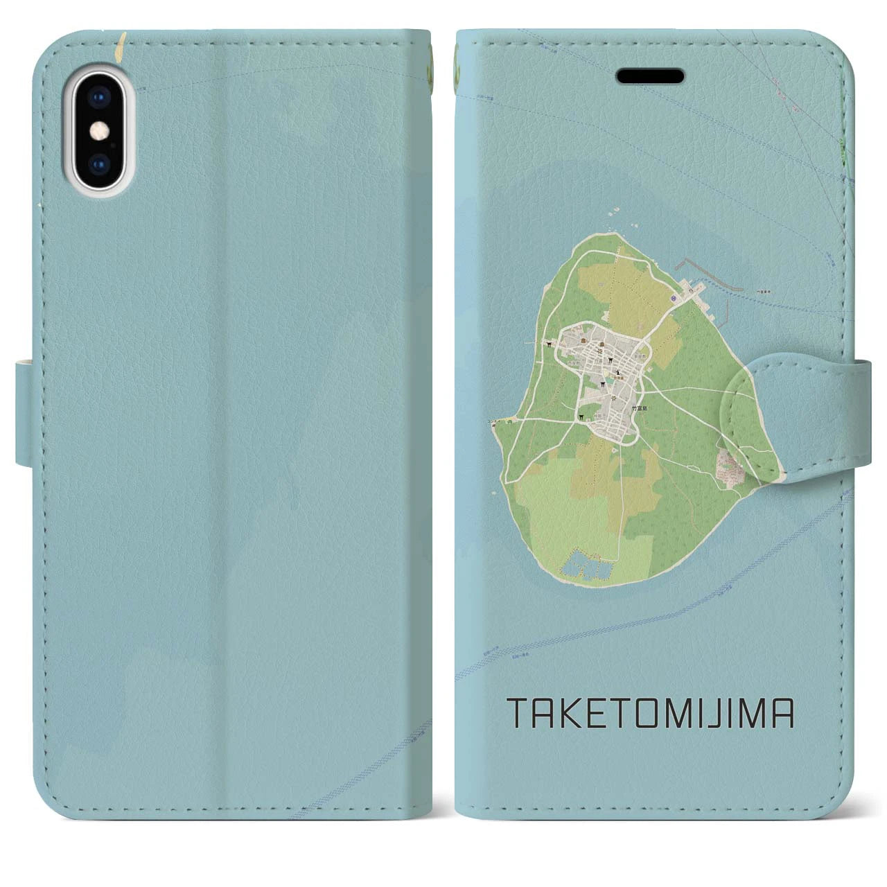 【竹富島(沖縄県)】地図柄iPhoneケース(手帳タイプ)ナチュラル・iPhone XS Max 用