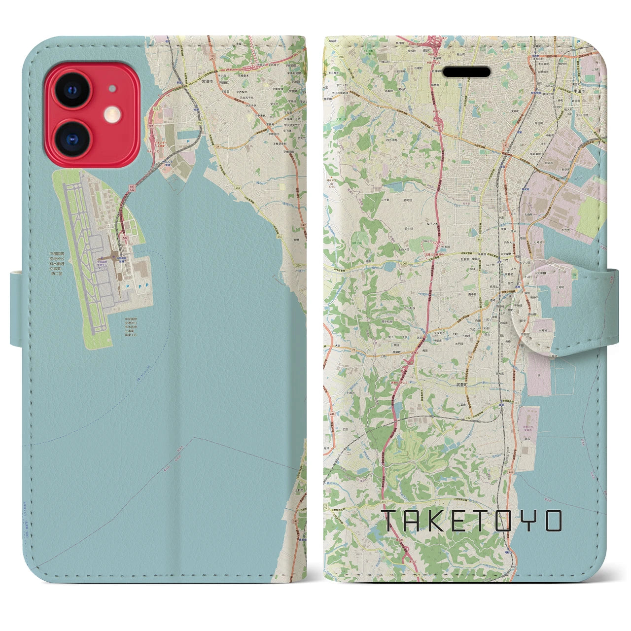 【武豊(愛知県)】地図柄iPhoneケース(手帳タイプ)ナチュラル・iPhone 11 用
