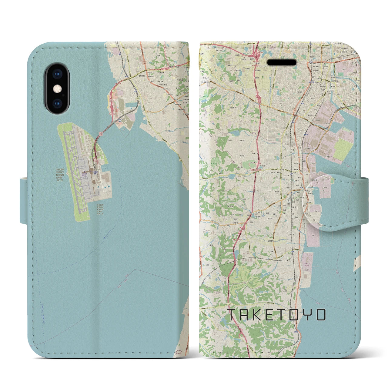 【武豊(愛知県)】地図柄iPhoneケース(手帳タイプ)ナチュラル・iPhone XS / X 用