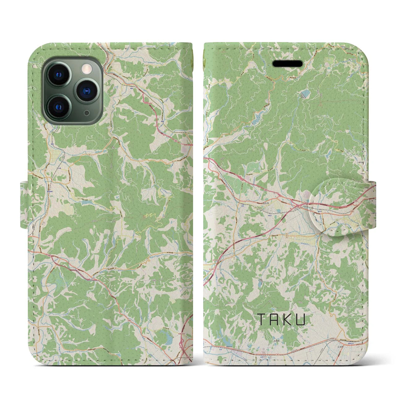 【多久(佐賀県)】地図柄iPhoneケース(手帳タイプ)ナチュラル・iPhone 11 Pro 用