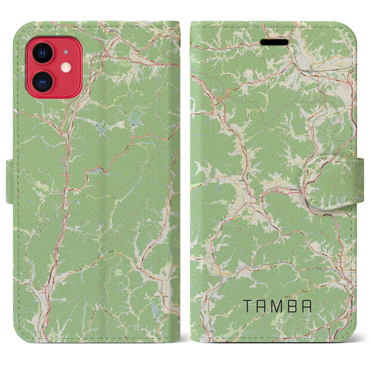 【丹波(兵庫県)】地図柄iPhoneケース(手帳タイプ)ナチュラル・iPhone 11 用