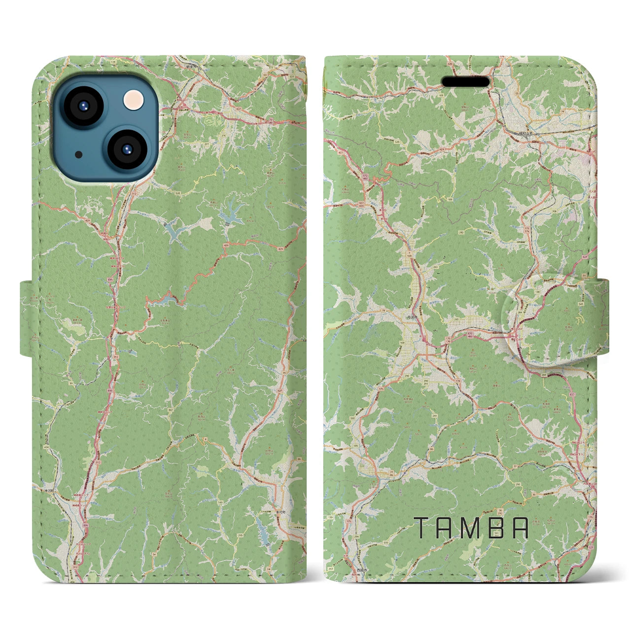 【丹波(兵庫県)】地図柄iPhoneケース(手帳タイプ)ナチュラル・iPhone 13 用