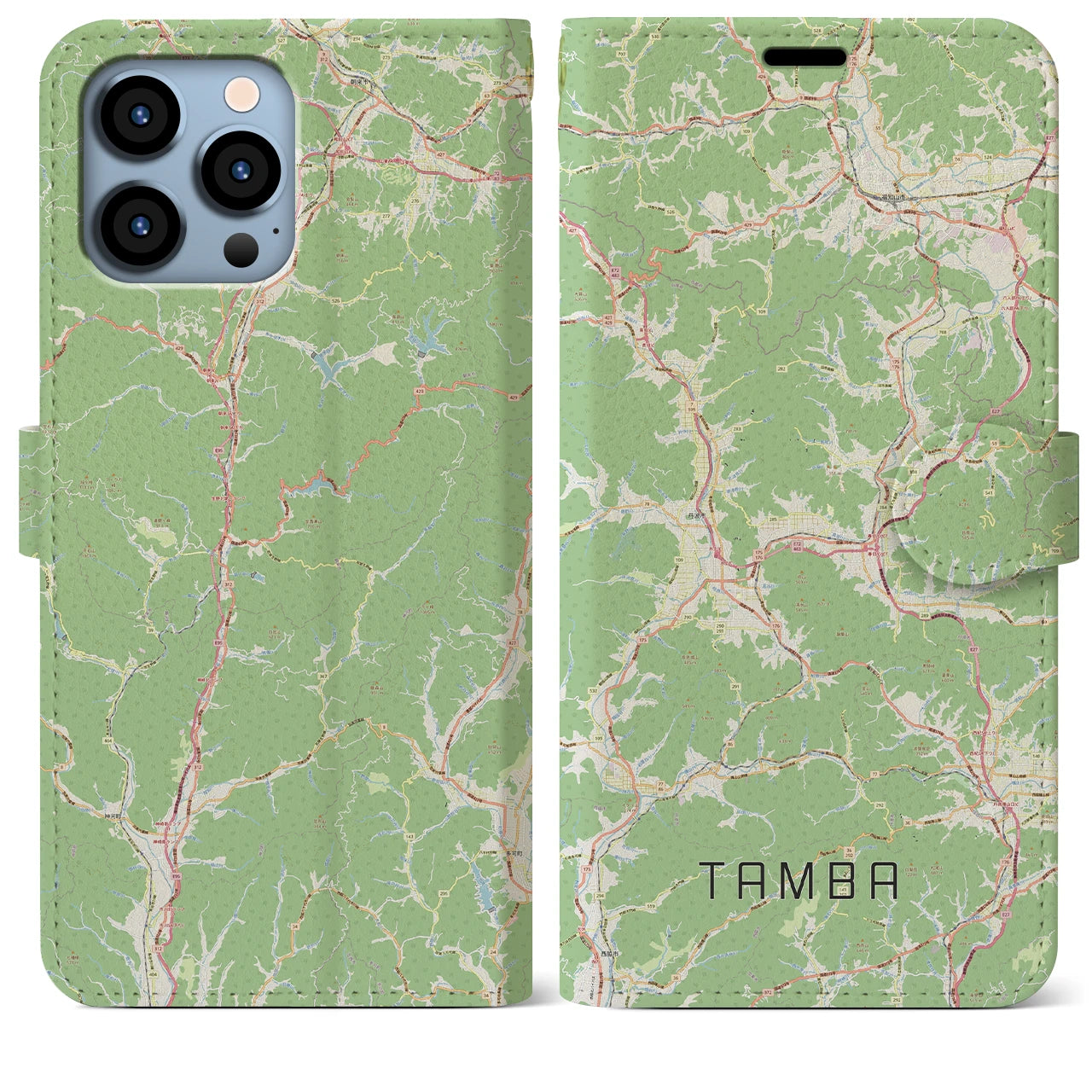 【丹波(兵庫県)】地図柄iPhoneケース(手帳タイプ)ナチュラル・iPhone 13 Pro Max 用