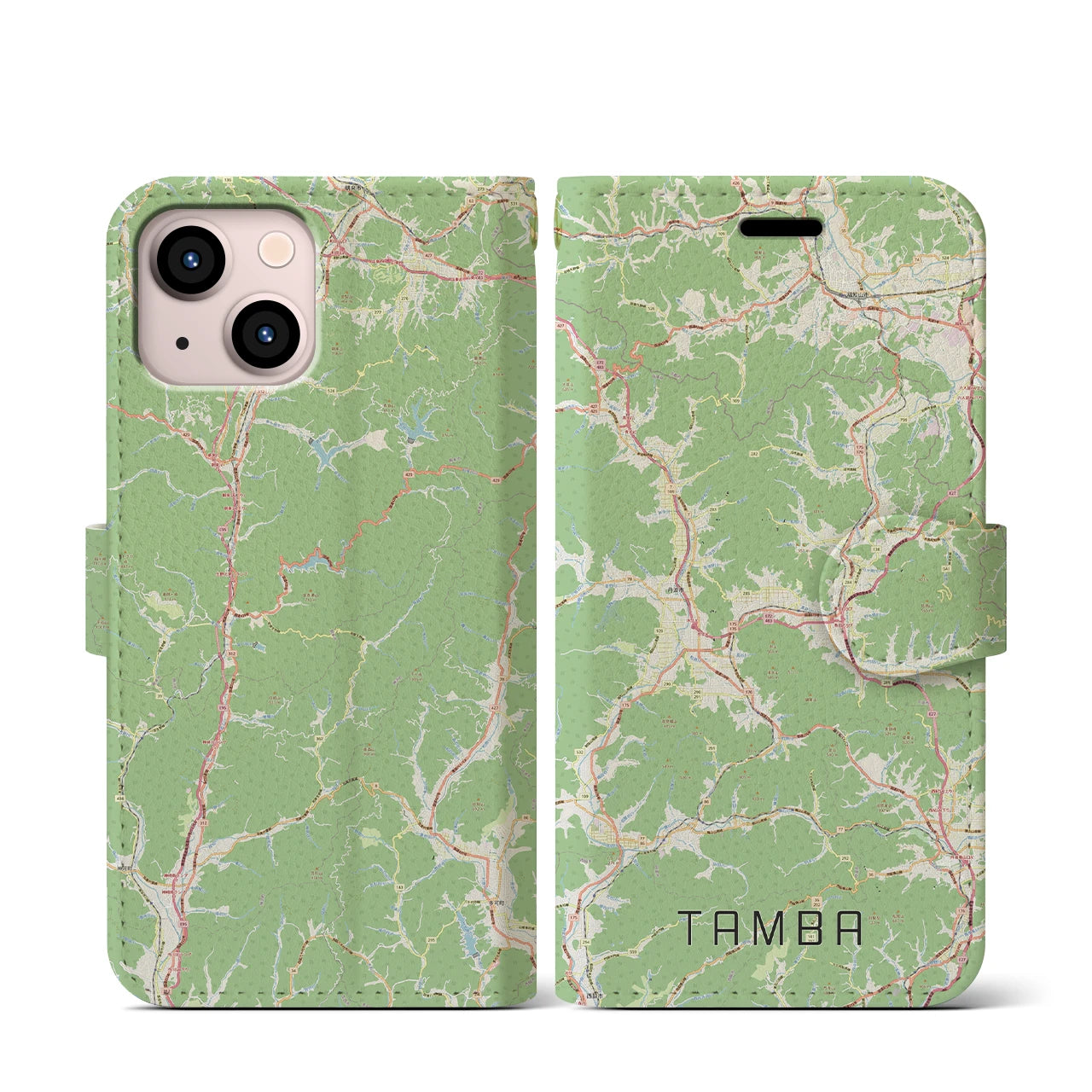 【丹波(兵庫県)】地図柄iPhoneケース(手帳タイプ)ナチュラル・iPhone 13 mini 用