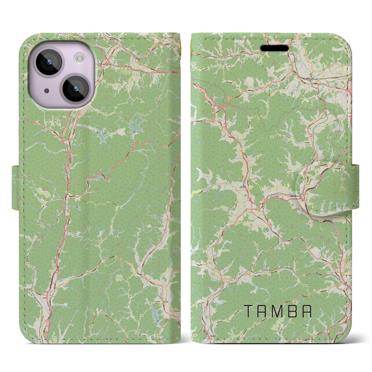 【丹波(兵庫県)】地図柄iPhoneケース(手帳タイプ)ナチュラル・iPhone 14 用