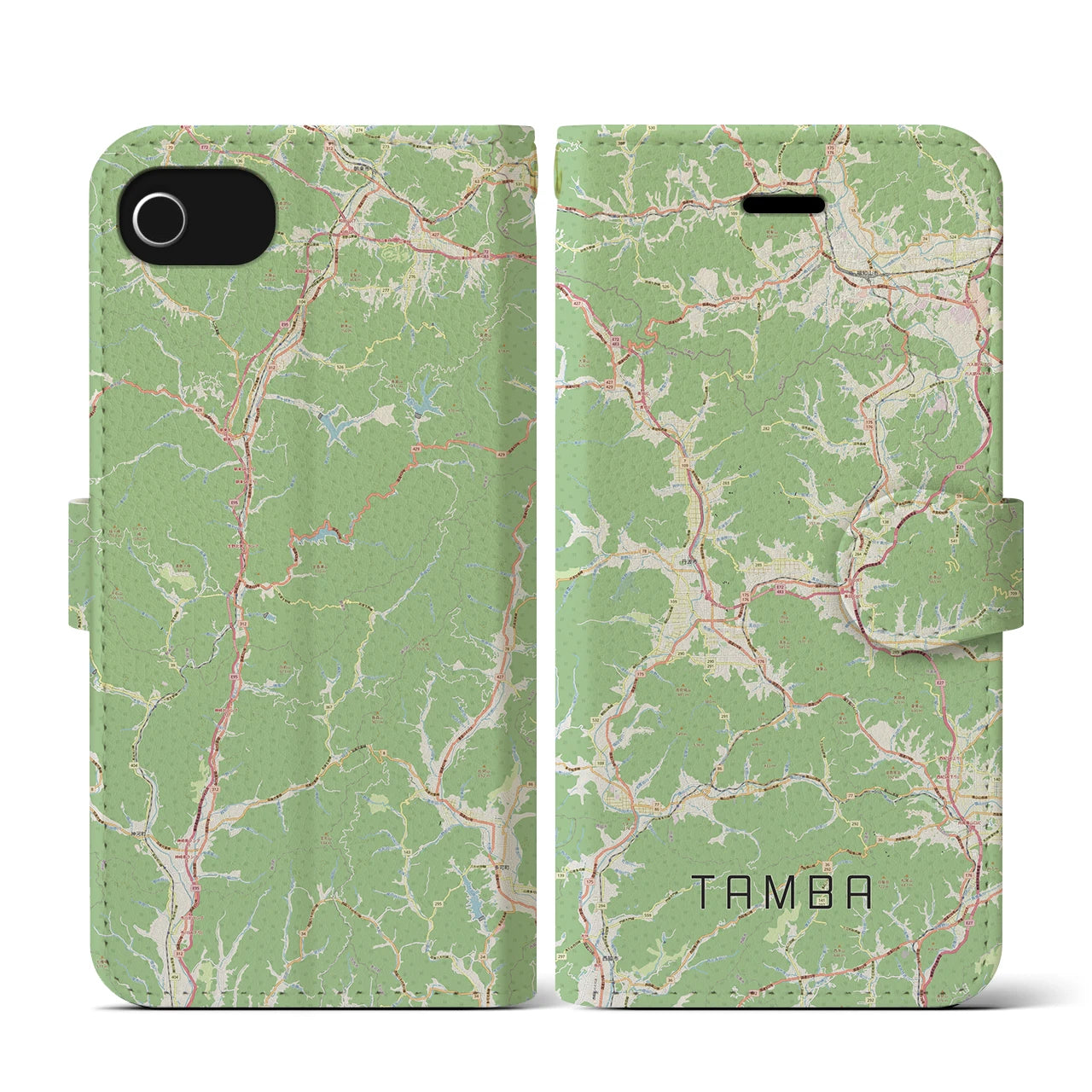 【丹波(兵庫県)】地図柄iPhoneケース(手帳タイプ)ナチュラル・iPhone SE(第3 / 第2世代) / 8 / 7 / 6s / 6 用