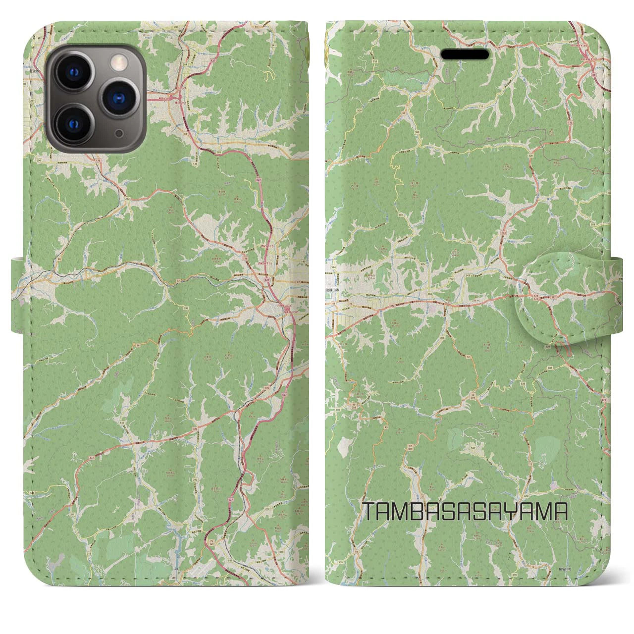【丹波篠山(兵庫県)】地図柄iPhoneケース(手帳タイプ)ナチュラル・iPhone 11 Pro Max 用