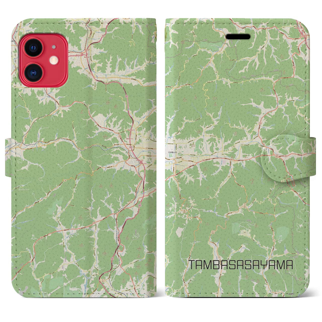 【丹波篠山(兵庫県)】地図柄iPhoneケース(手帳タイプ)ナチュラル・iPhone 11 用