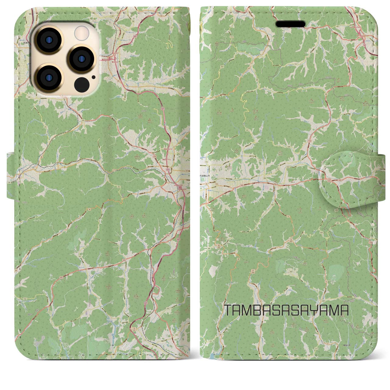 【丹波篠山(兵庫県)】地図柄iPhoneケース(手帳タイプ)ナチュラル・iPhone 12 Pro Max 用