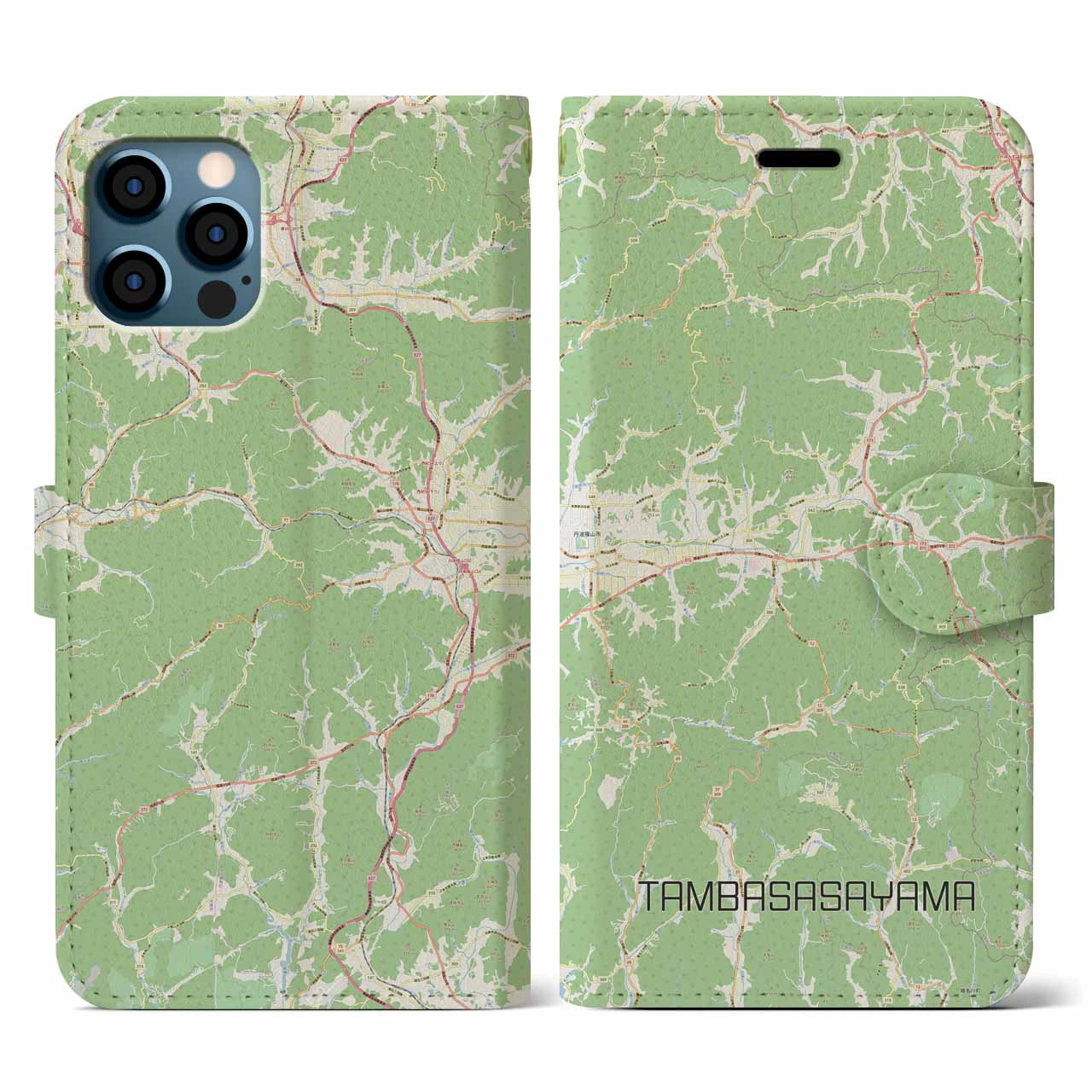 【丹波篠山(兵庫県)】地図柄iPhoneケース(手帳タイプ)ナチュラル・iPhone 12 / 12 Pro 用