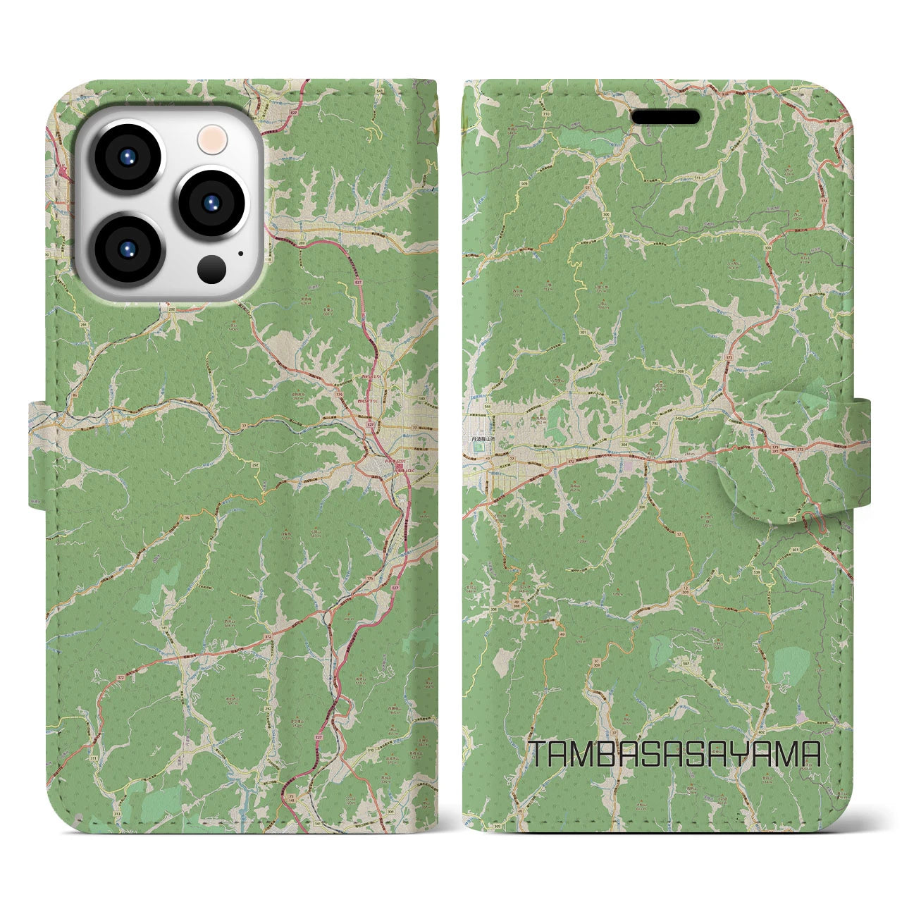 【丹波篠山(兵庫県)】地図柄iPhoneケース(手帳タイプ)ナチュラル・iPhone 13 Pro 用