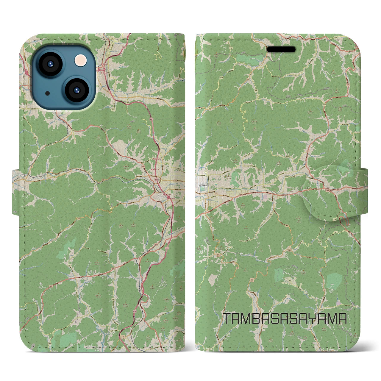 【丹波篠山(兵庫県)】地図柄iPhoneケース(手帳タイプ)ナチュラル・iPhone 13 用