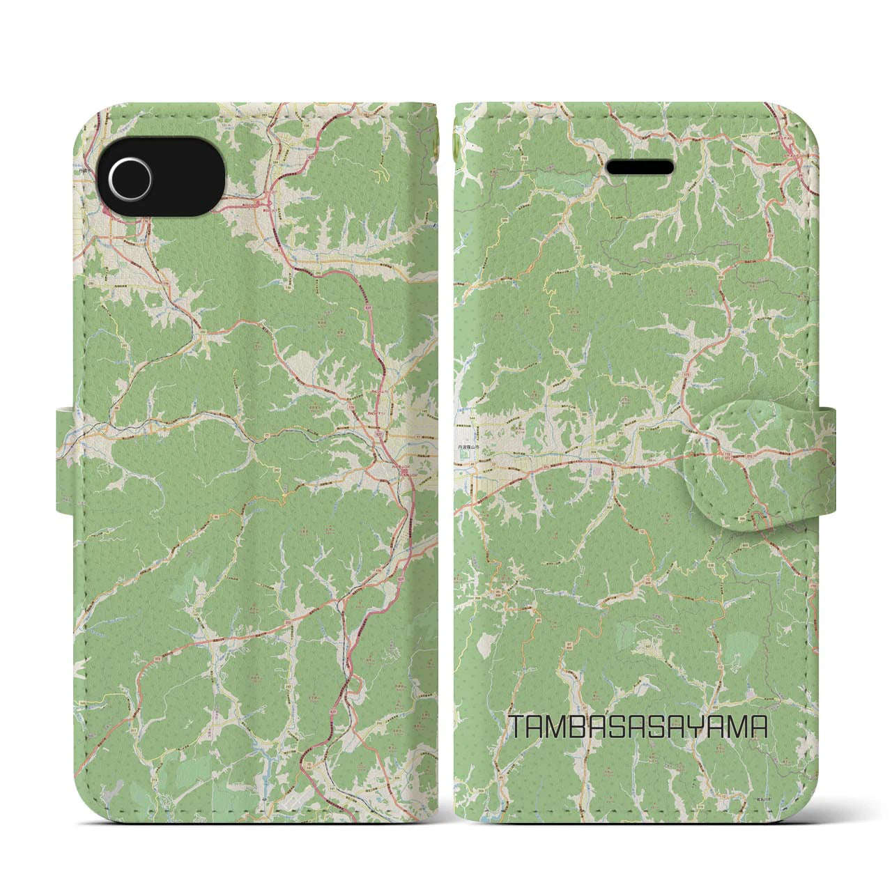【丹波篠山(兵庫県)】地図柄iPhoneケース(手帳タイプ)ナチュラル・iPhone SE(第3 / 第2世代) / 8 / 7 / 6s / 6 用