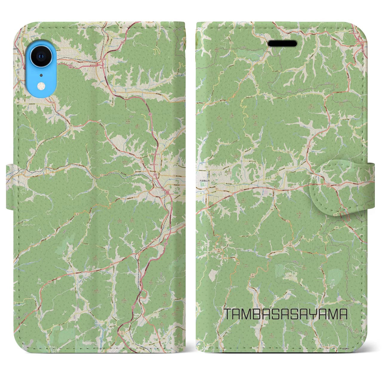 【丹波篠山(兵庫県)】地図柄iPhoneケース(手帳タイプ)ナチュラル・iPhone XR 用