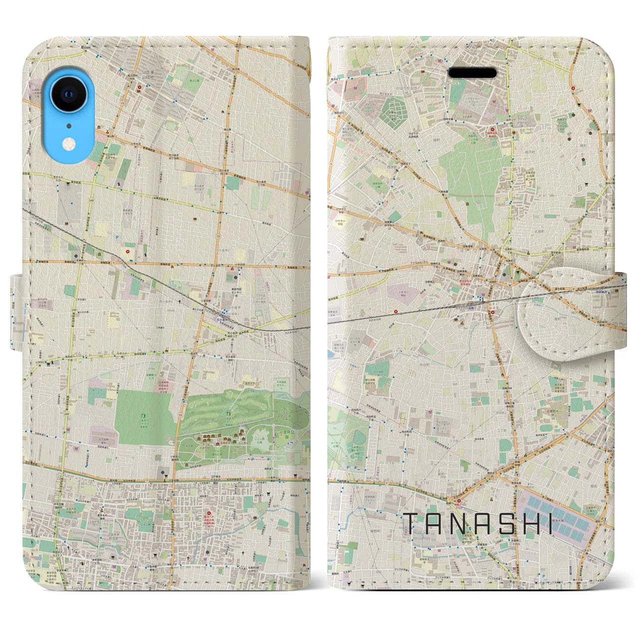 【田無(東京都)】地図柄iPhoneケース(手帳タイプ)ナチュラル・iPhone XR 用