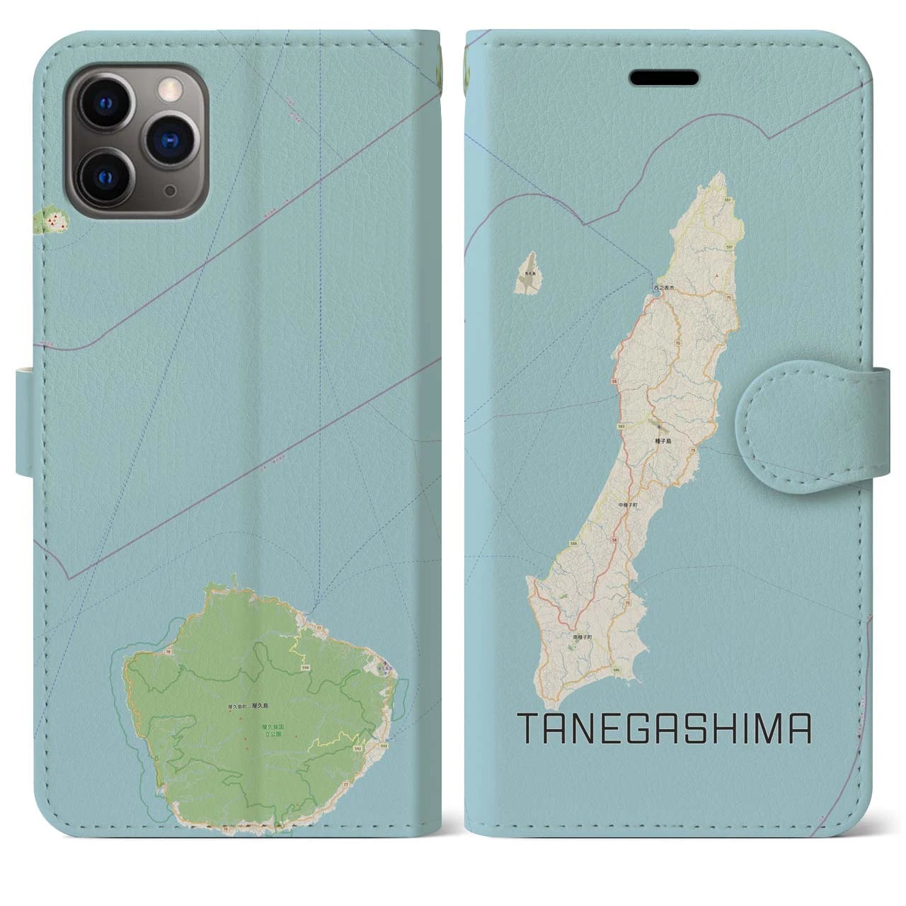 【種子島(鹿児島県)】地図柄iPhoneケース(手帳タイプ)ナチュラル・iPhone 11 Pro Max 用