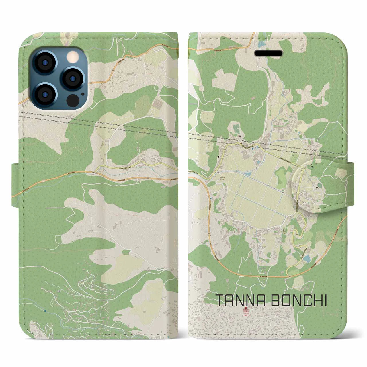 【丹那盆地(静岡県)】地図柄iPhoneケース(手帳タイプ)ナチュラル・iPhone 12 Pro Max 用