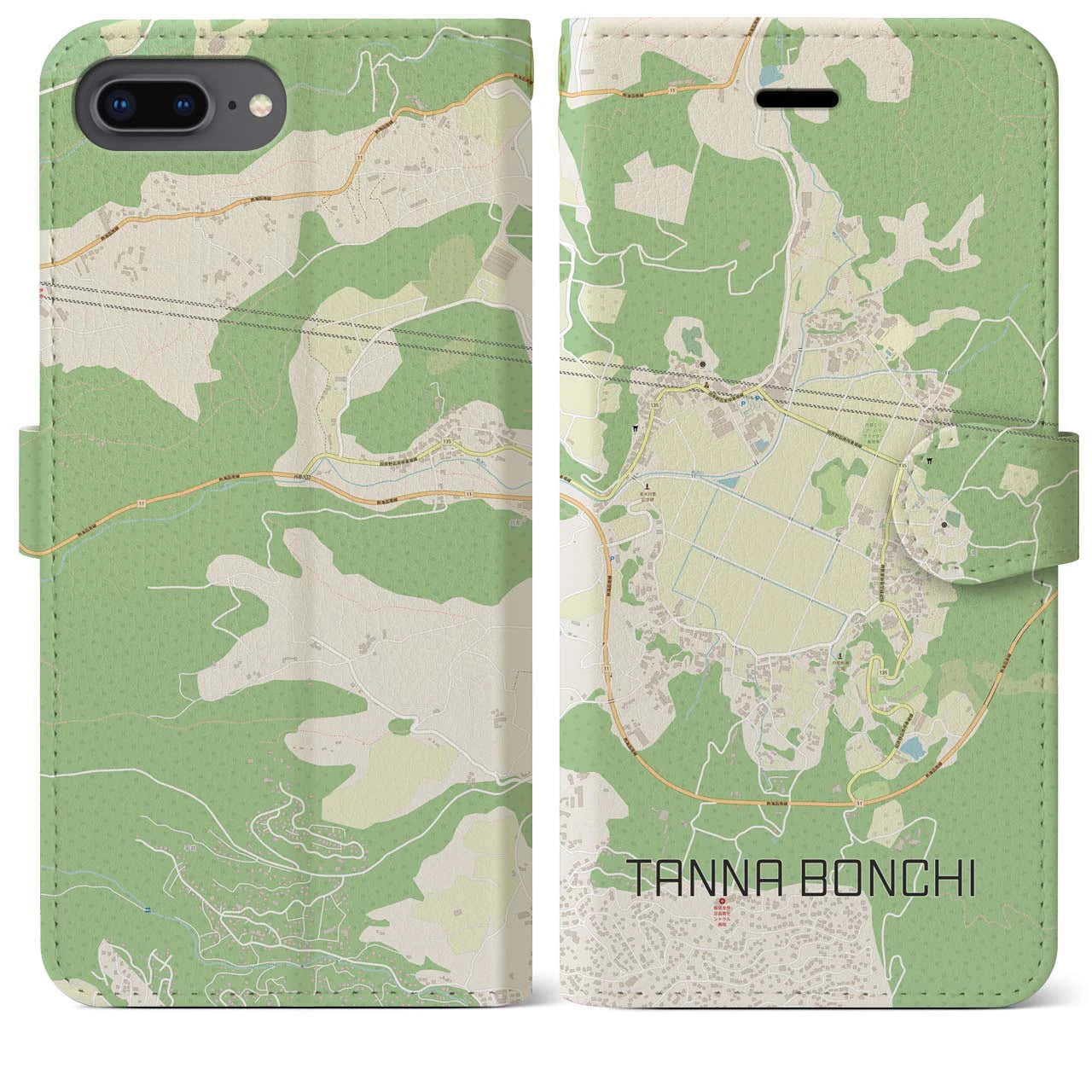 【丹那盆地(静岡県)】地図柄iPhoneケース(手帳タイプ)ナチュラル・iPhone XR 用
