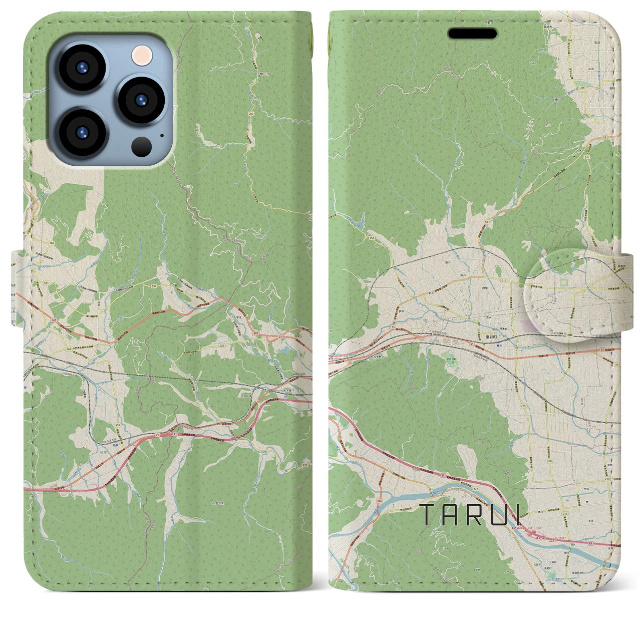 【垂井(岐阜県)】地図柄iPhoneケース(手帳タイプ)ナチュラル・iPhone 13 Pro Max 用