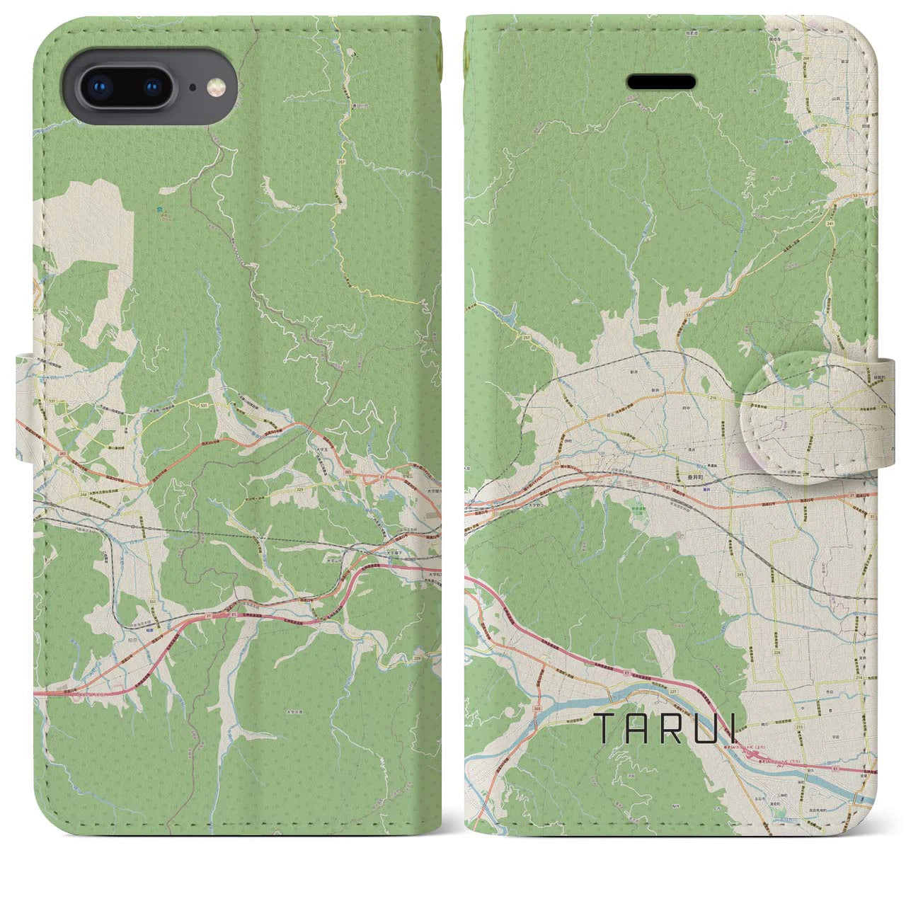【垂井(岐阜県)】地図柄iPhoneケース(手帳タイプ)ナチュラル・iPhone 8Plus /7Plus / 6sPlus / 6Plus 用