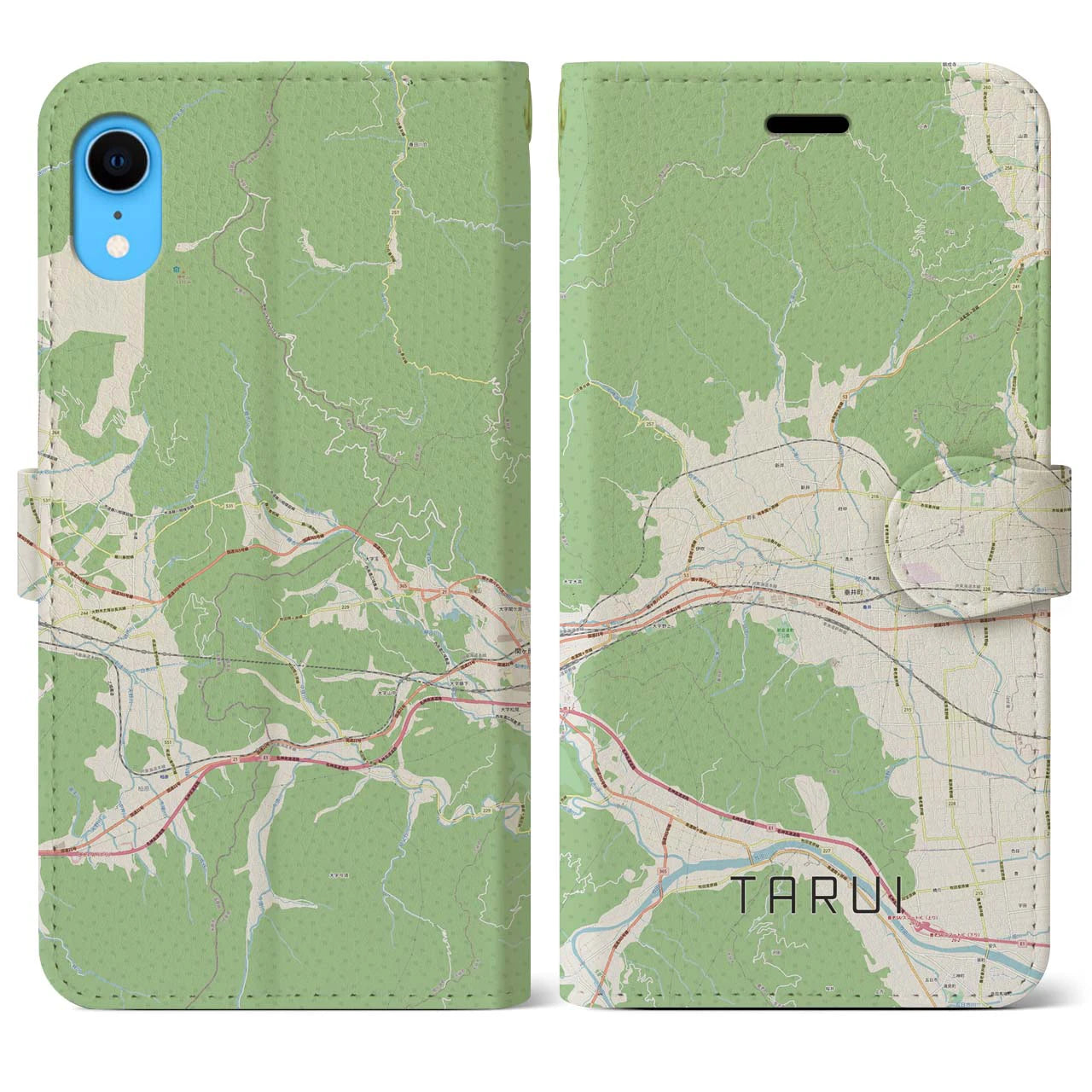 【垂井(岐阜県)】地図柄iPhoneケース(手帳タイプ)ナチュラル・iPhone XR 用