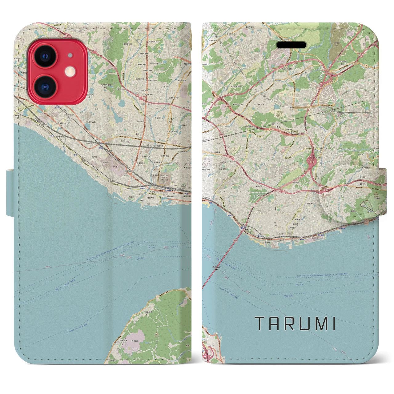 【垂水(兵庫県)】地図柄iPhoneケース(手帳タイプ)ナチュラル・iPhone 11 用