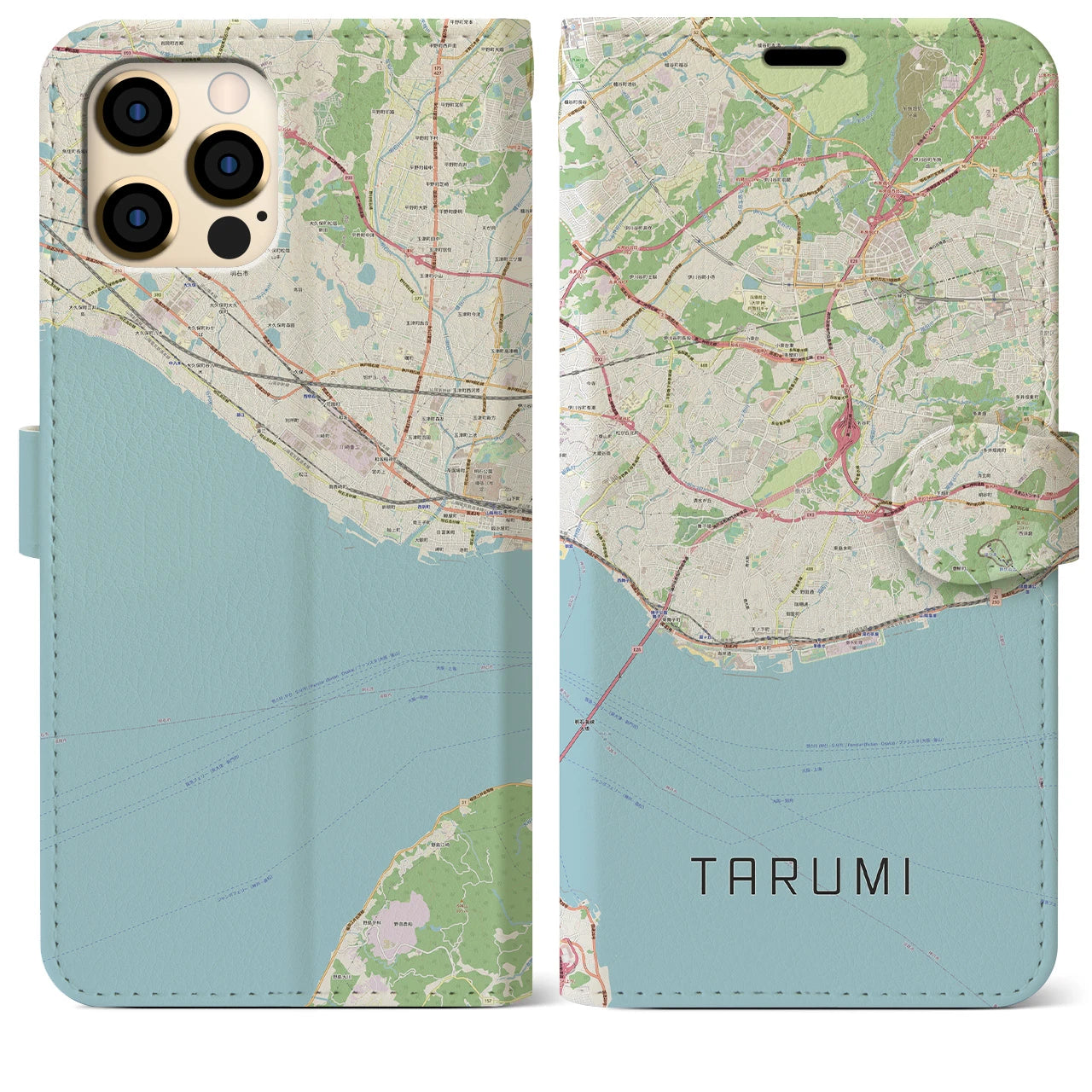 【垂水(兵庫県)】地図柄iPhoneケース(手帳タイプ)ナチュラル・iPhone 12 Pro Max 用