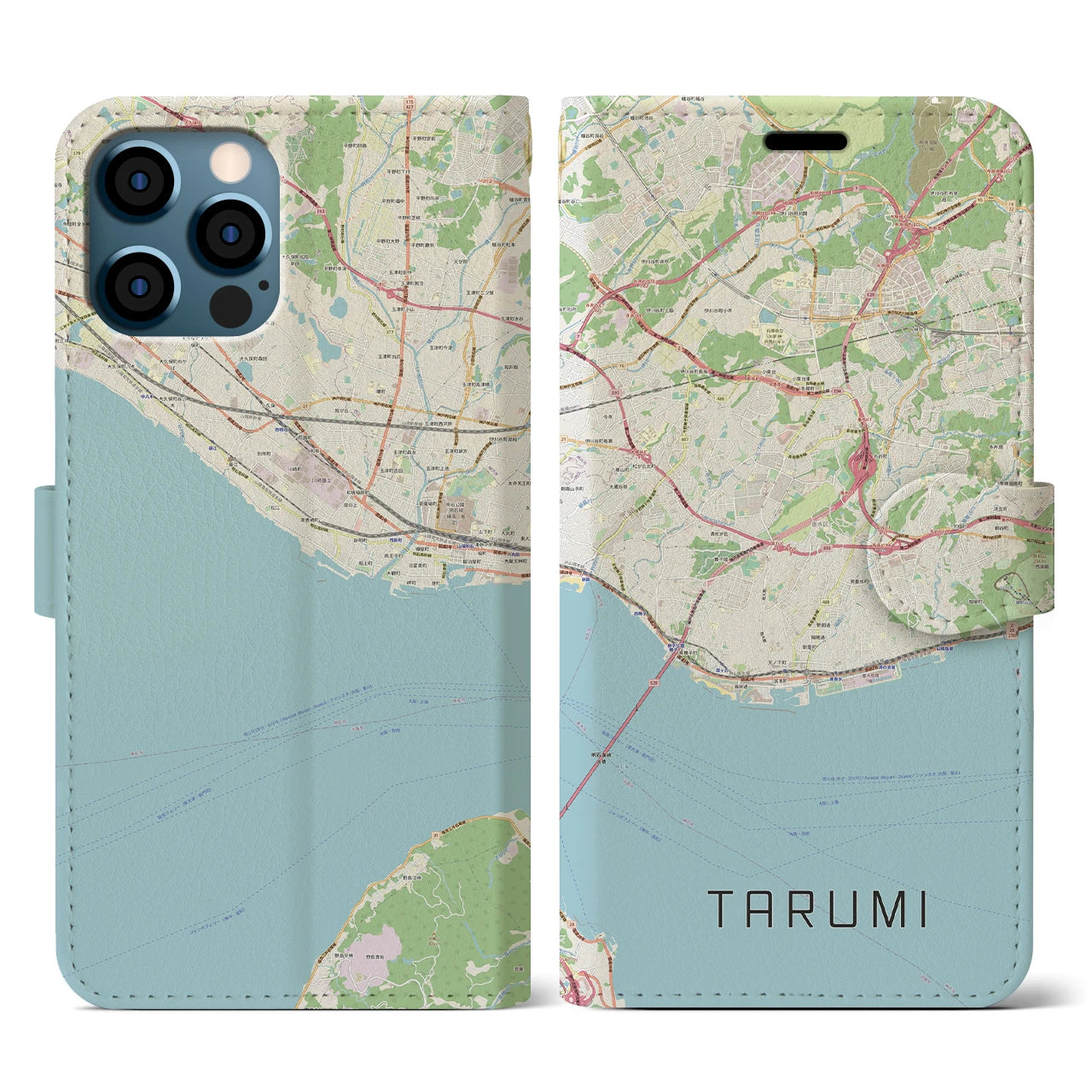 【垂水(兵庫県)】地図柄iPhoneケース(手帳タイプ)ナチュラル・iPhone 12 / 12 Pro 用