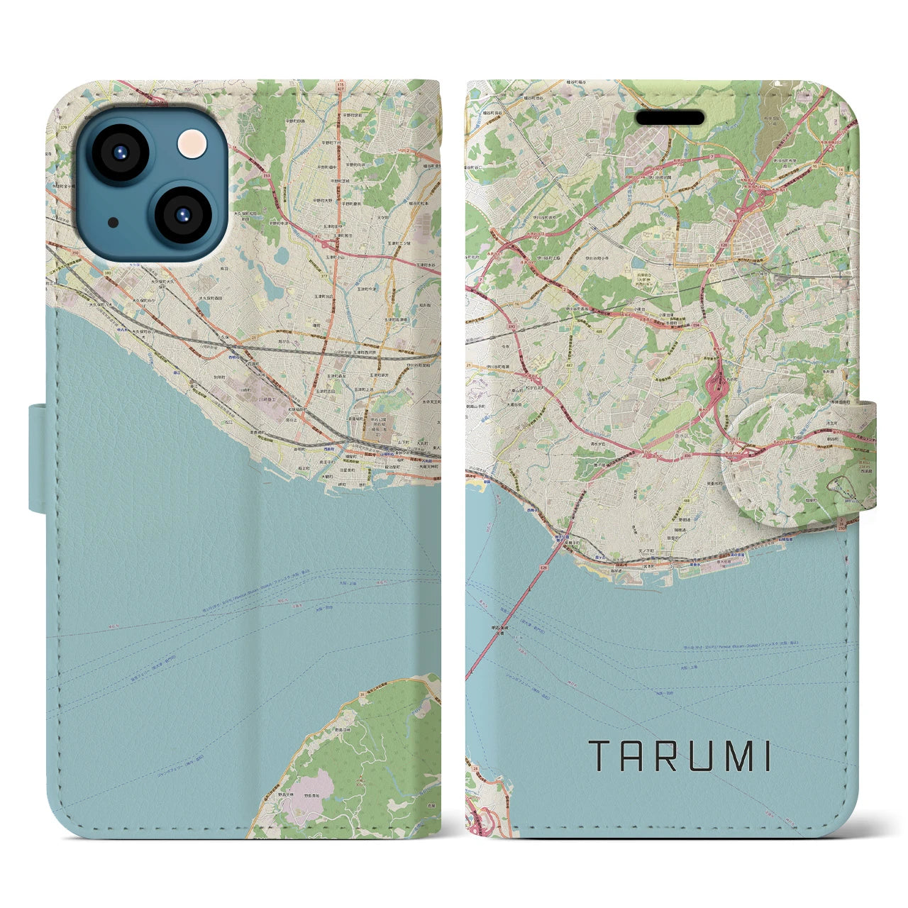 【垂水(兵庫県)】地図柄iPhoneケース(手帳タイプ)ナチュラル・iPhone 13 用