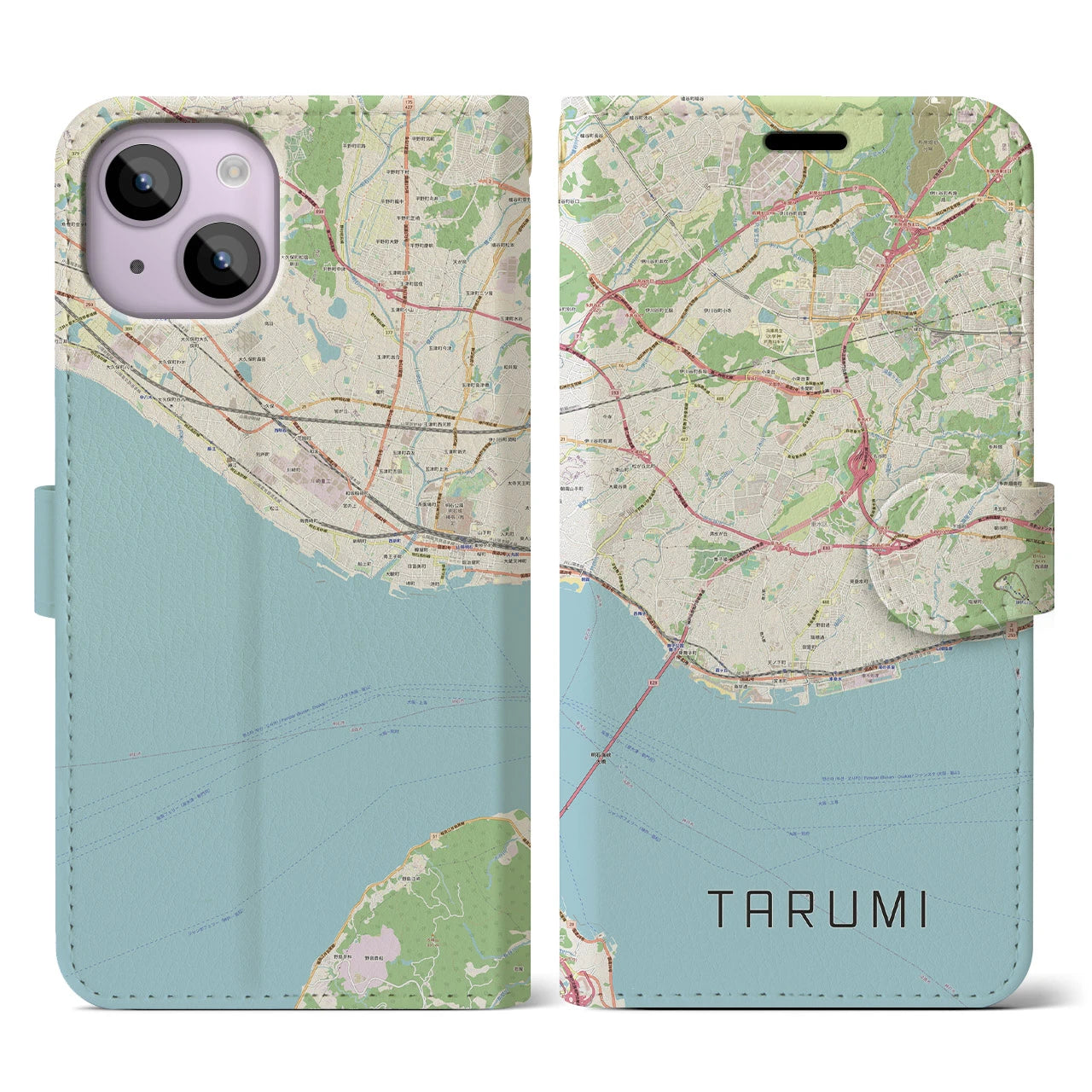 【垂水(兵庫県)】地図柄iPhoneケース(手帳タイプ)ナチュラル・iPhone 14 用