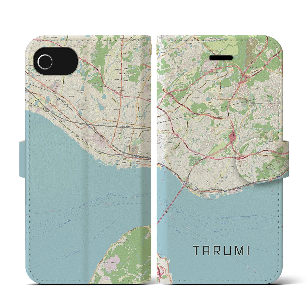【垂水(兵庫県)】地図柄iPhoneケース(手帳タイプ)ナチュラル・iPhone SE(第3 / 第2世代) / 8 / 7 / 6s / 6 用