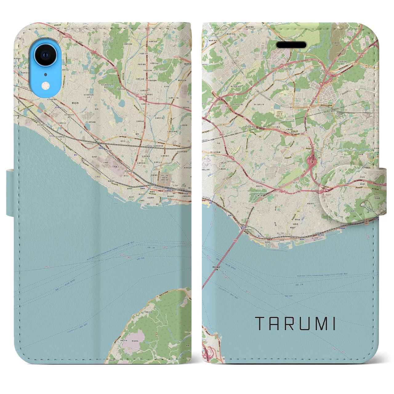 【垂水(兵庫県)】地図柄iPhoneケース(手帳タイプ)ナチュラル・iPhone XR 用