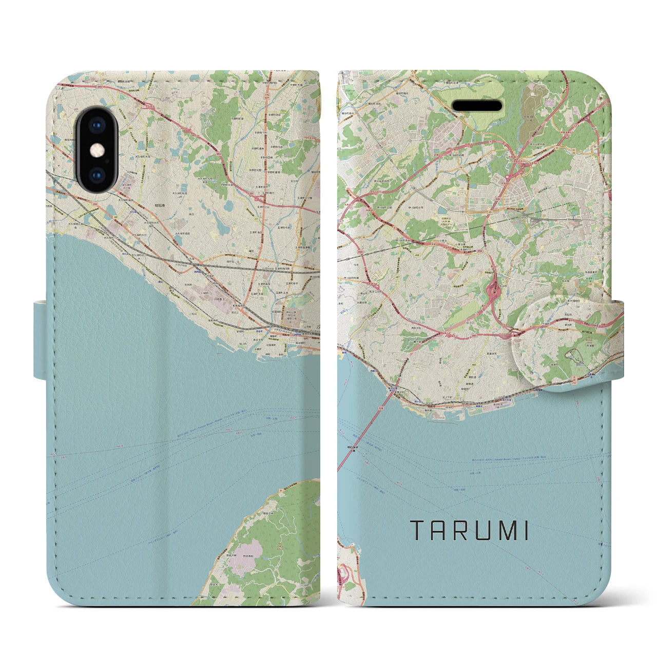 【垂水(兵庫県)】地図柄iPhoneケース(手帳タイプ)ナチュラル・iPhone XS / X 用