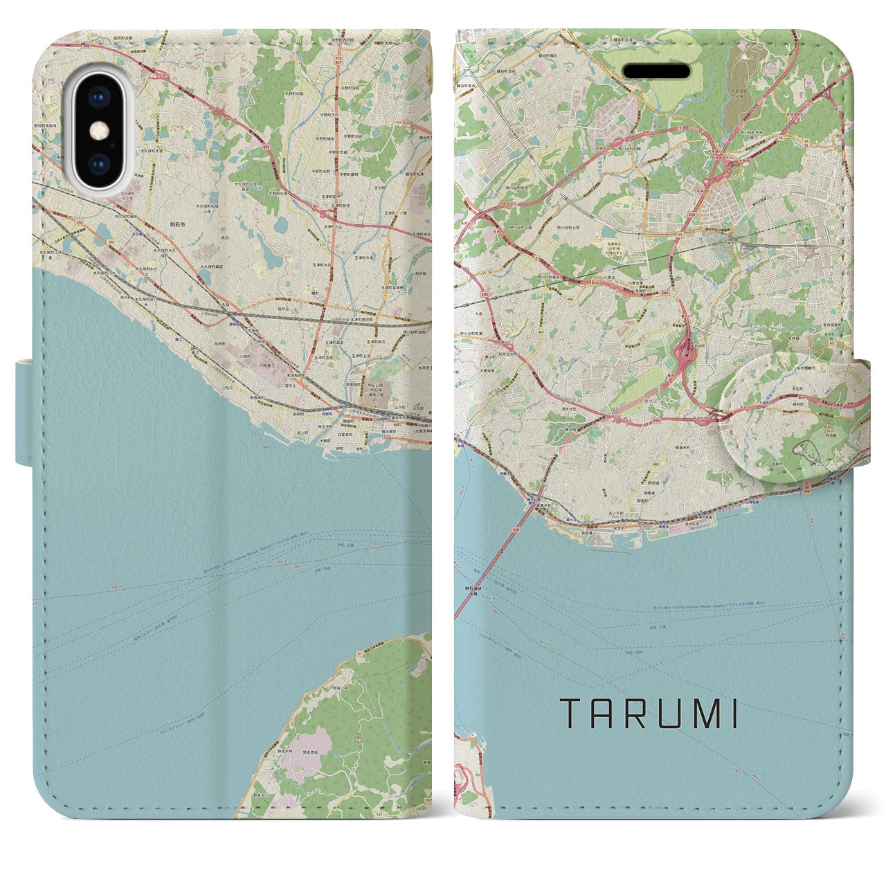 【垂水(兵庫県)】地図柄iPhoneケース(手帳タイプ)ナチュラル・iPhone XS Max 用