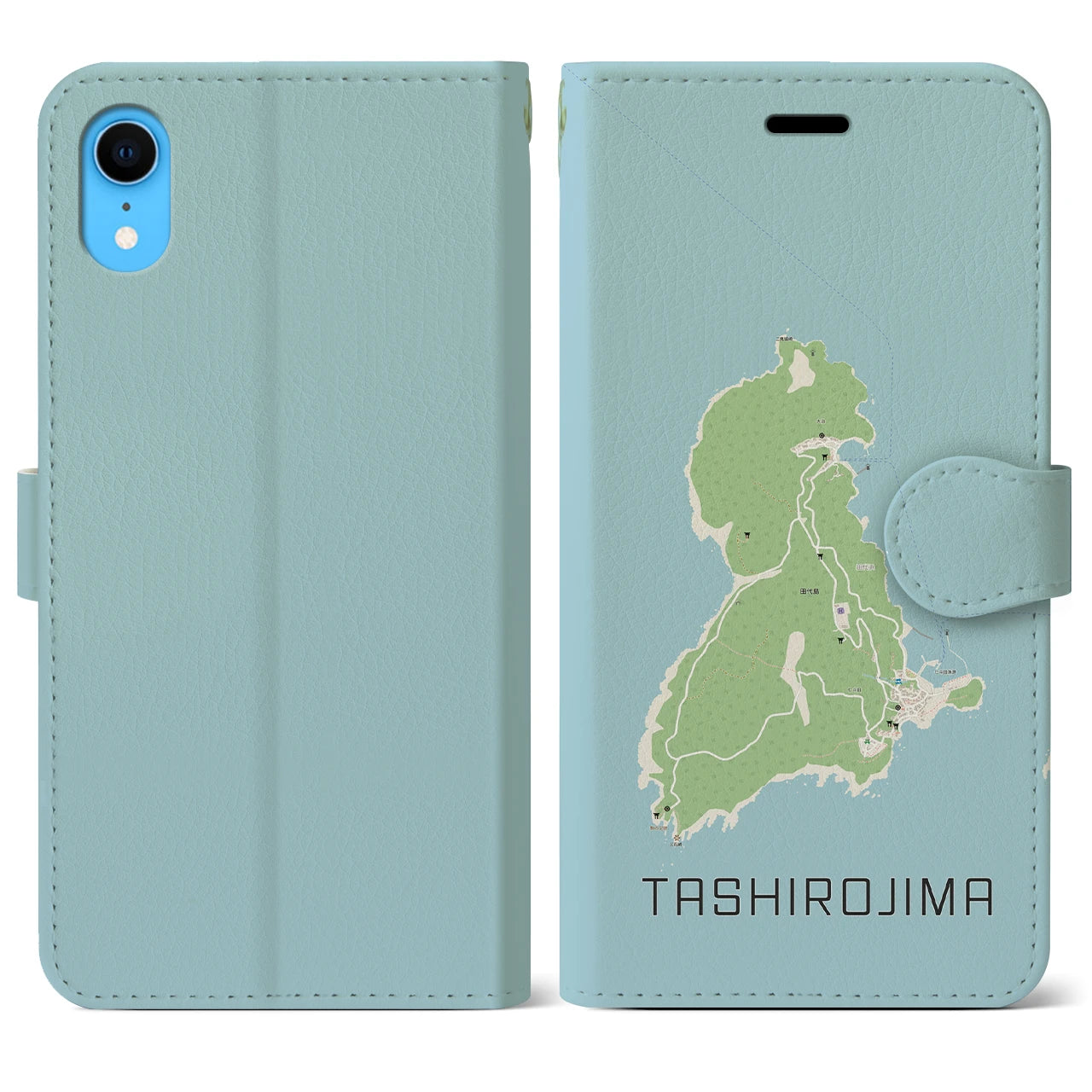 【田代島(宮城県)】地図柄iPhoneケース(手帳タイプ)ナチュラル・iPhone XR 用