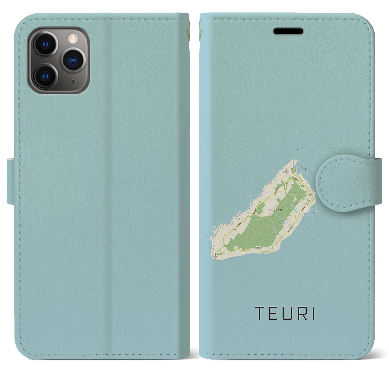 【天売(北海道)】地図柄iPhoneケース(手帳タイプ)ナチュラル・iPhone 11 Pro Max 用