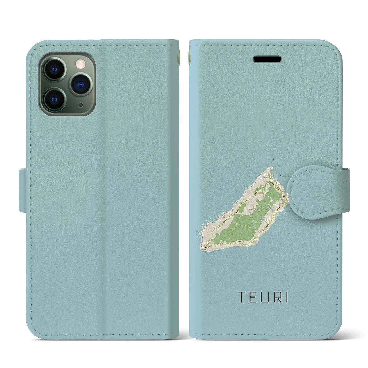 【天売(北海道)】地図柄iPhoneケース(手帳タイプ)ナチュラル・iPhone 11 Pro 用