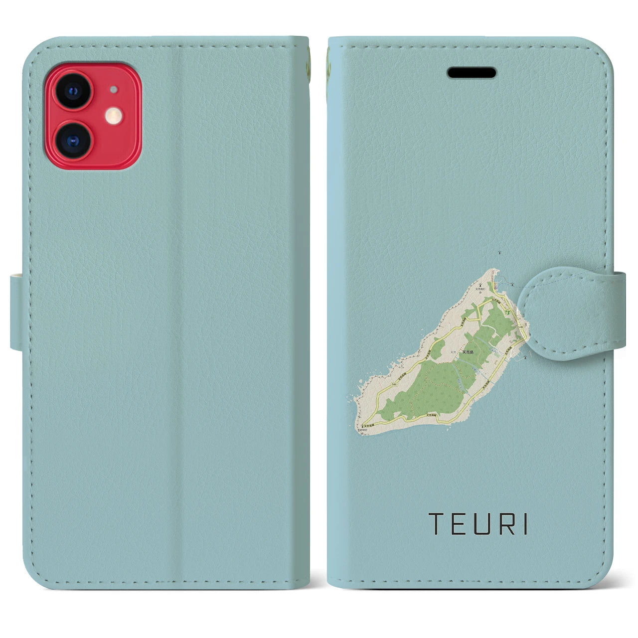 【天売(北海道)】地図柄iPhoneケース(手帳タイプ)ナチュラル・iPhone 11 用