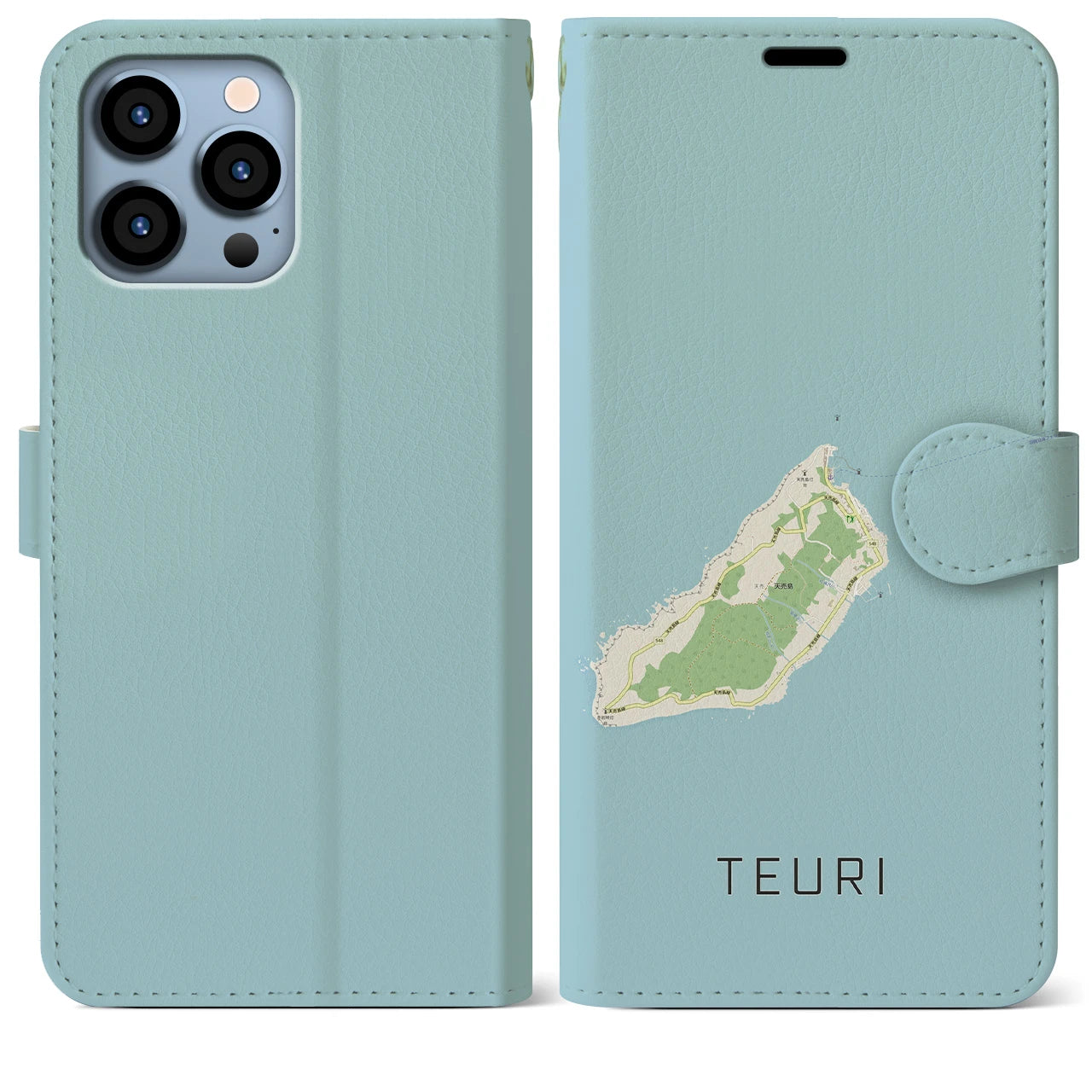【天売(北海道)】地図柄iPhoneケース(手帳タイプ)ナチュラル・iPhone 13 Pro Max 用