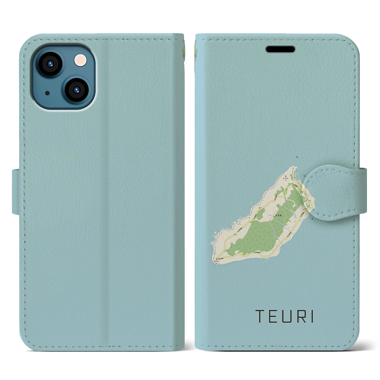 【天売(北海道)】地図柄iPhoneケース(手帳タイプ)ナチュラル・iPhone 13 用