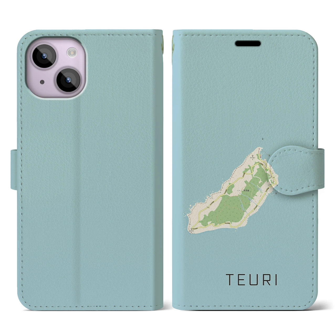 【天売(北海道)】地図柄iPhoneケース(手帳タイプ)ナチュラル・iPhone 14 用