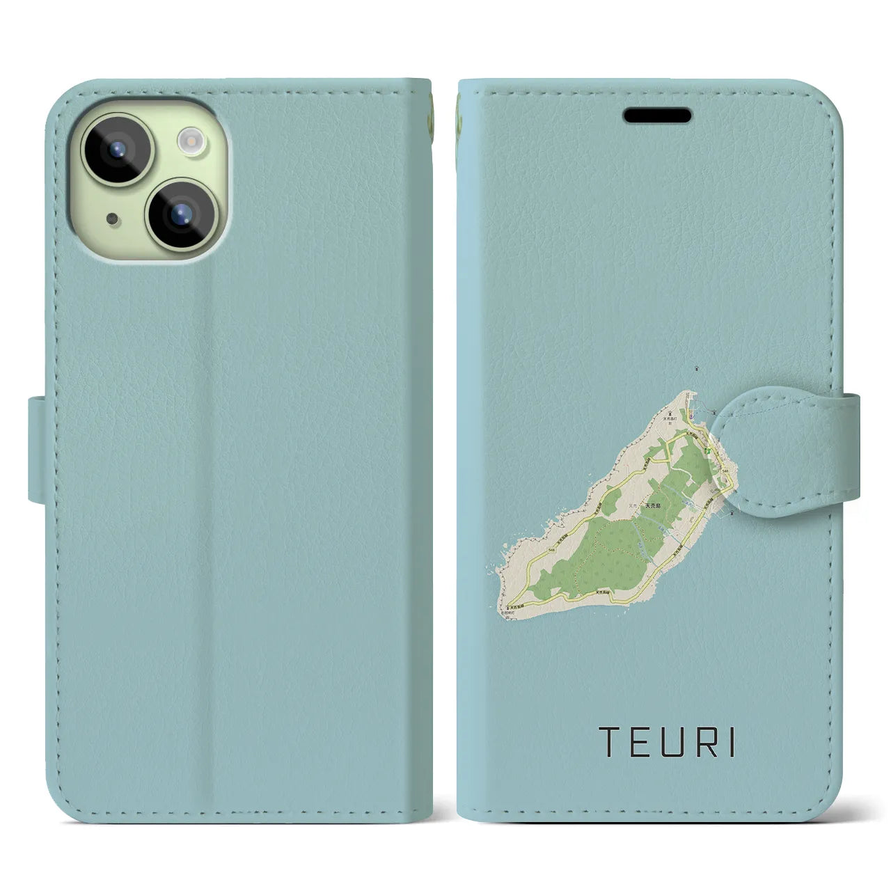 【天売(北海道)】地図柄iPhoneケース(手帳タイプ)ナチュラル・iPhone 15 用