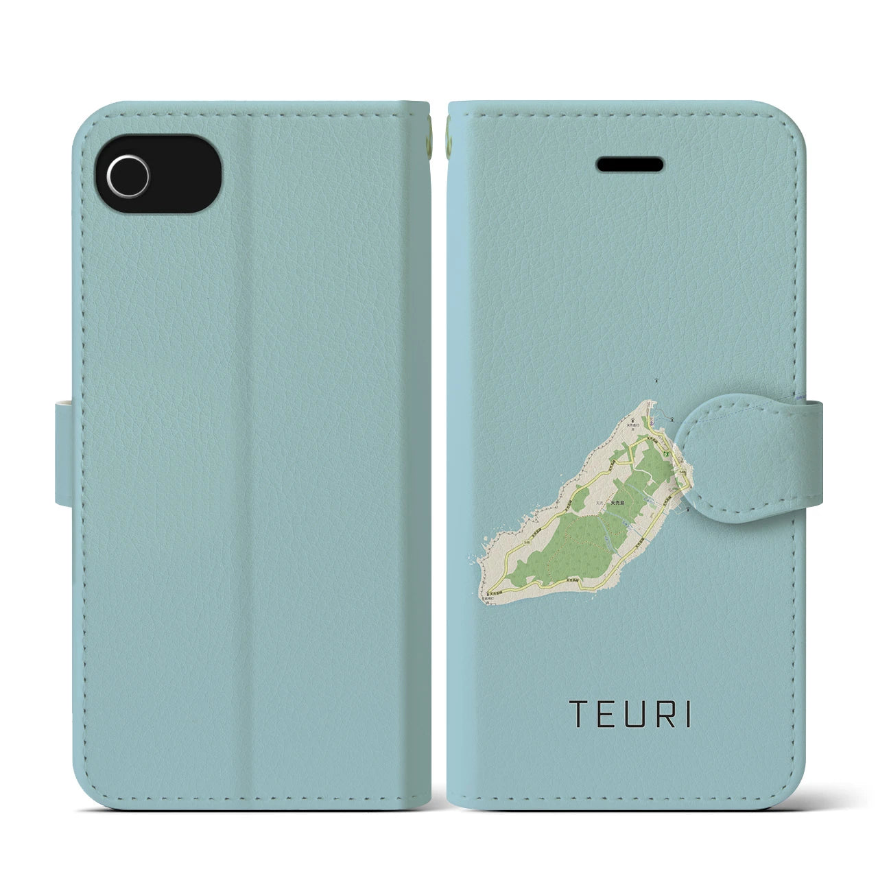 【天売(北海道)】地図柄iPhoneケース(手帳タイプ)ナチュラル・iPhone SE(第3 / 第2世代) / 8 / 7 / 6s / 6 用