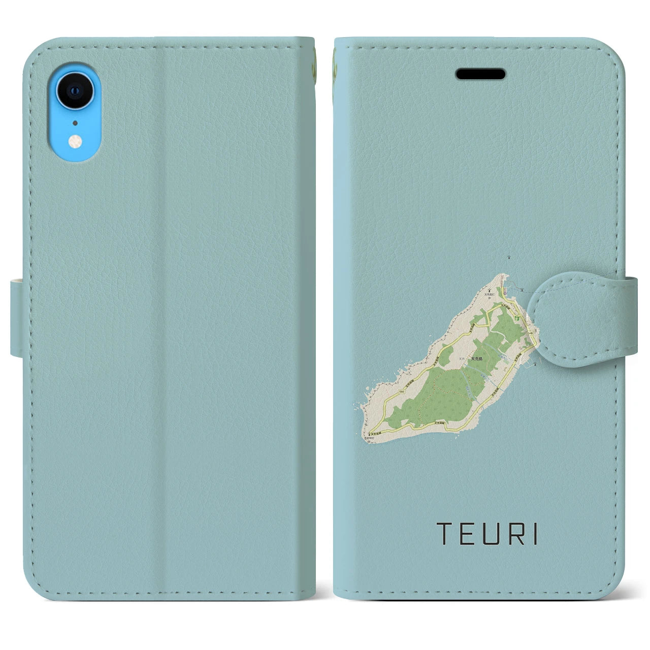 【天売(北海道)】地図柄iPhoneケース(手帳タイプ)ナチュラル・iPhone XR 用