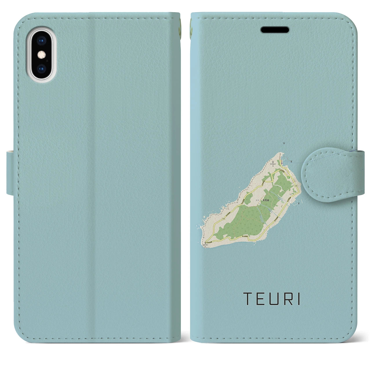 【天売(北海道)】地図柄iPhoneケース(手帳タイプ)ナチュラル・iPhone XS Max 用